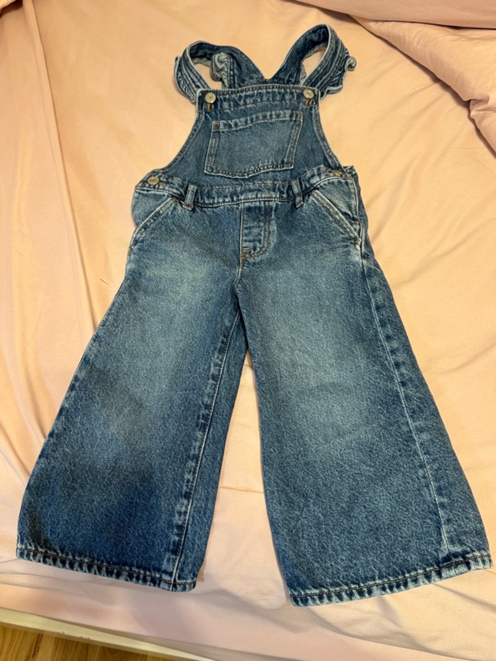 GAP Wide-Leg Denim Overalls in Medium Blue